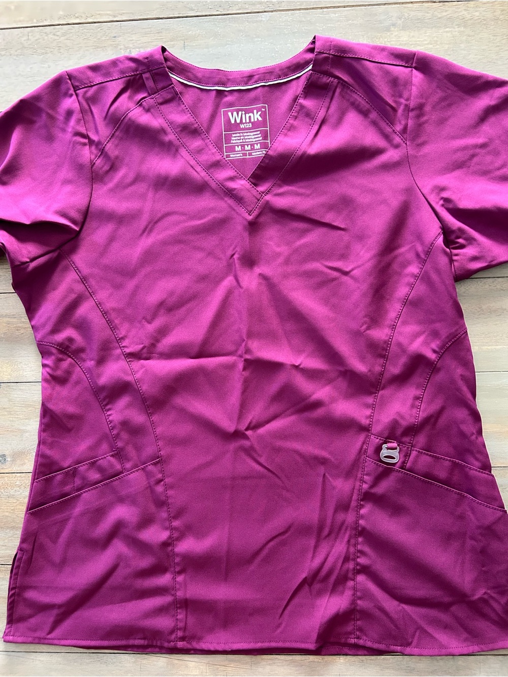 Wink Women’s V-Neck Scrub Top in Berry
